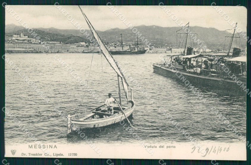 Messina Città Veduta Porto Barche Trenkler 12730 cartolina MX0593 – fronte