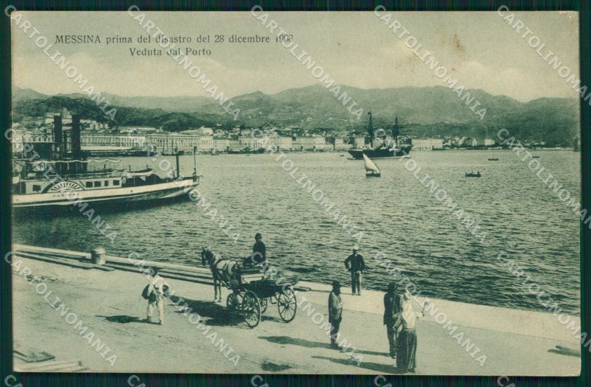 Messina Città Veduta Porto Barche Prima del Terremoto cartolina MX0594 – fronte