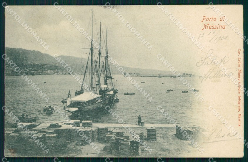 Messina Città Porto con Barche cartolina MX0600 – fronte