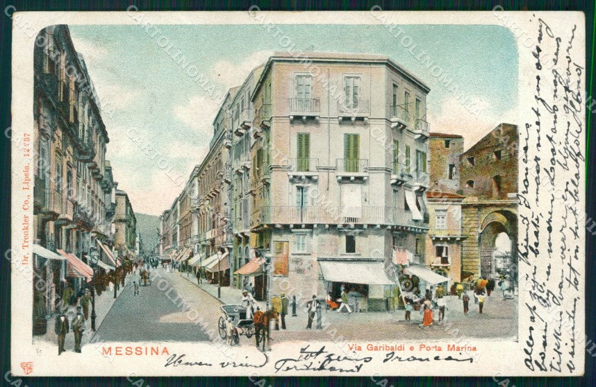 Messina Città Via Garibaldi Porta Marina Trenkler 12737 cartolina MX0657 – fronte