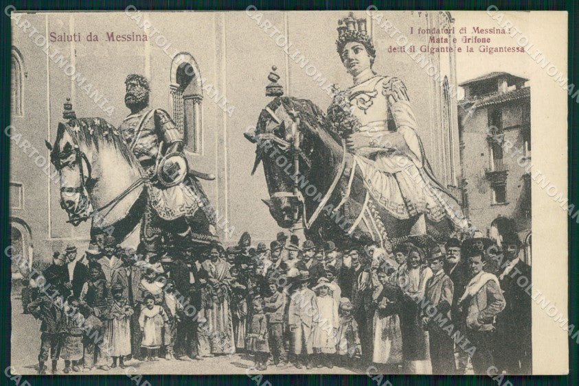 Messina Città Saluti da Mata Grifone Gigante Gigantessa cartolina MX0673 – fronte