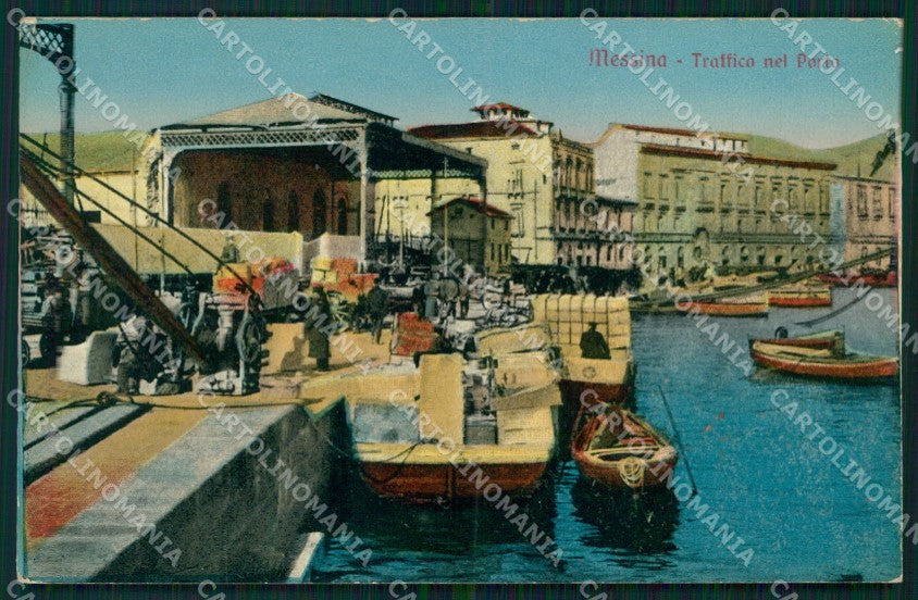 Messina Città Traffico nel Porto Barche cartolina MX0708 – fronte