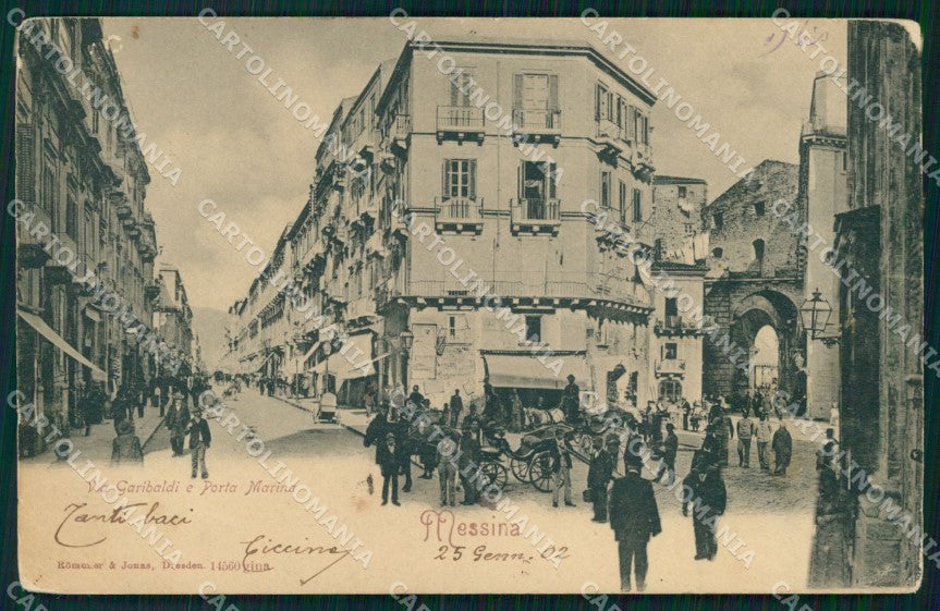 Messina Città Via Garibaldi Porta Marina Rommler 14560 cartolina MX0726 – fronte