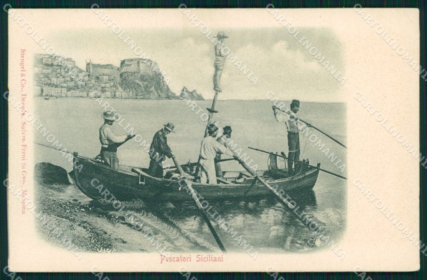 Messina Città Pescatori Siciliani Mestieri Stengel cartolina MX0749 – fronte