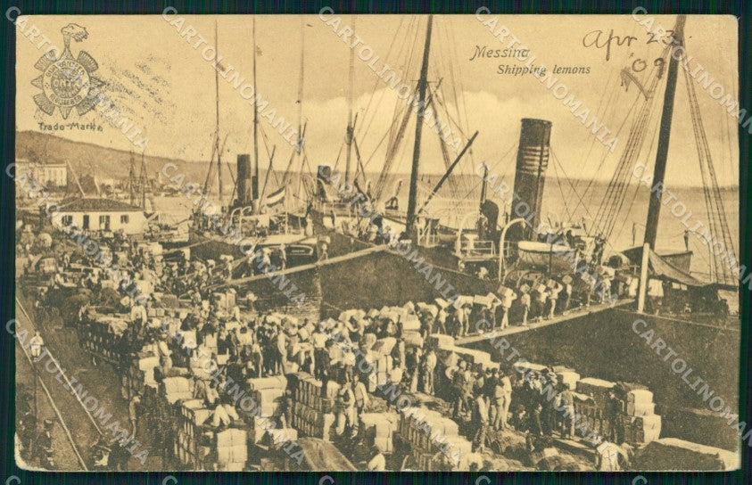 Messina Città Imbarco di Limoni Ferry Boat Trenkler cartolina MX0767 – fronte