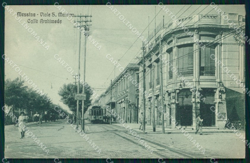 Messina Città Viale San Martino Tram Caffè Archimede cartolina MX0773 – fronte
