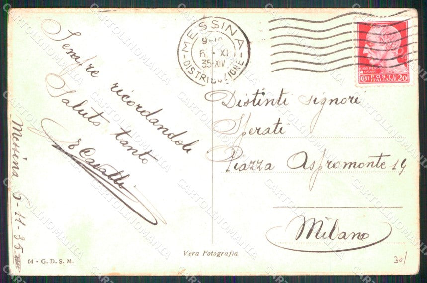 Messina Città Viale San Martino Foto cartolina MX0808 – retro