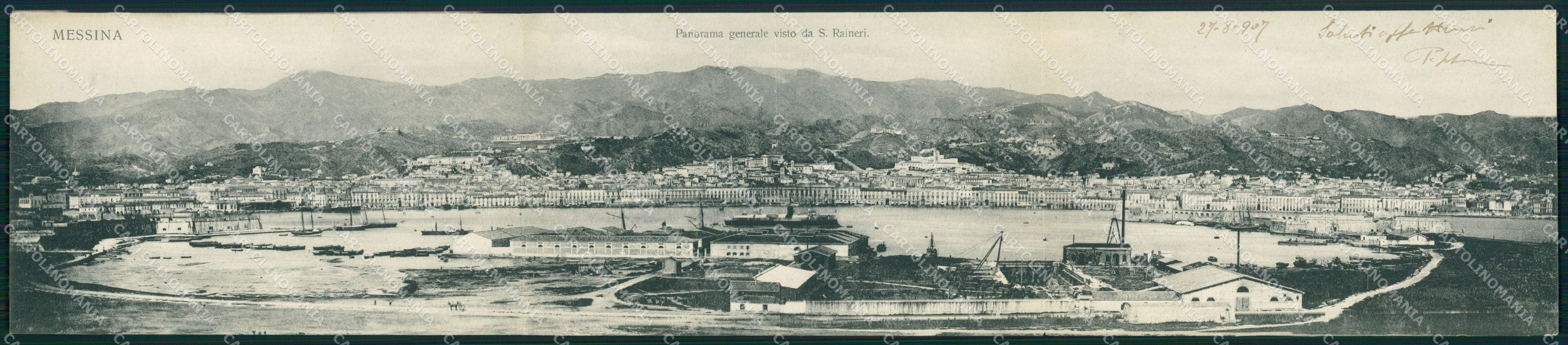 Messina Città Veduta Generale Ferry Boat Tripla cartolina MX0819 – fronte