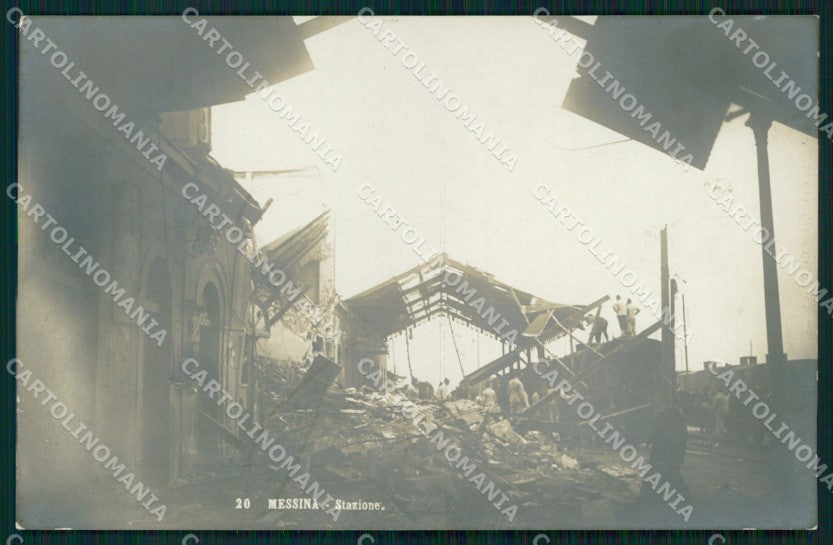 Messina Città Stazione Ferroviaria Dopo Terremoto Foto cartolina MX0858 – fronte