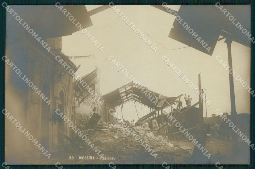 Messina Città Stazione Ferroviaria Dopo Terremoto Foto cartolina MX0859 – fronte