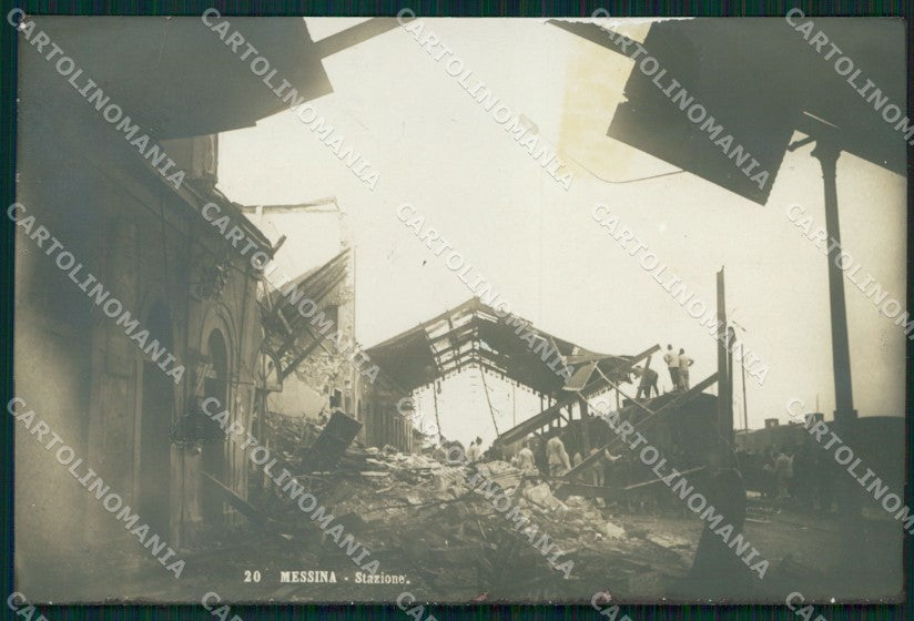 Messina Città Stazione Ferroviaria Dopo Terremoto Foto cartolina MX0860 – fronte