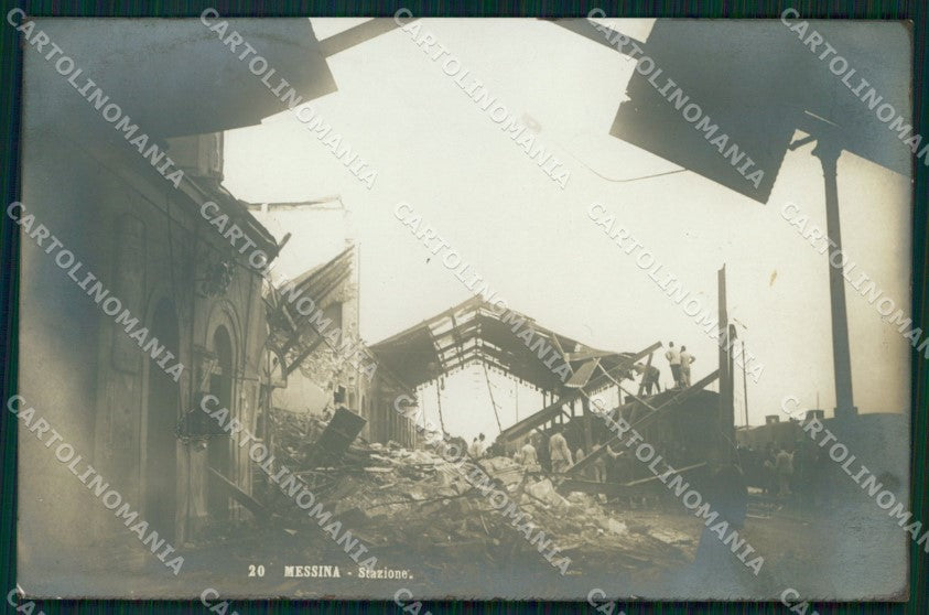 Messina Città Stazione Ferroviaria Dopo Terremoto Foto cartolina MX0861 – fronte