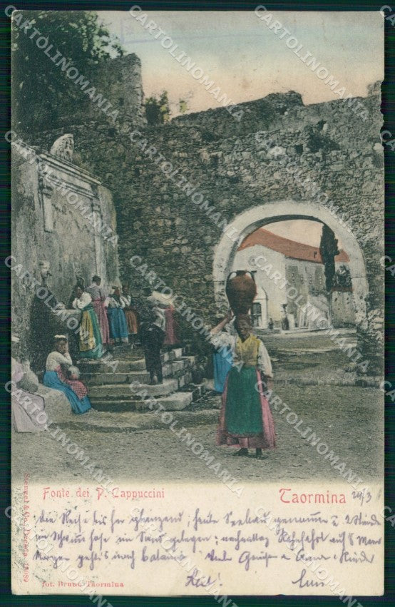 Messina Taormina Fonte Cappuccini Costumi Stengel 13089 cartolina MX0911 – fronte