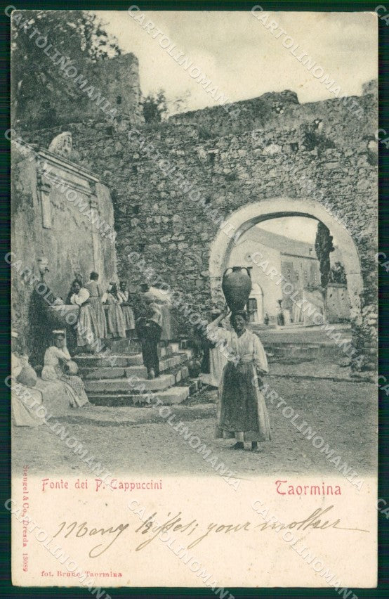 Messina Taormina Fonte Cappuccini Costumi Stengel 13089 cartolina MX0913 – fronte
