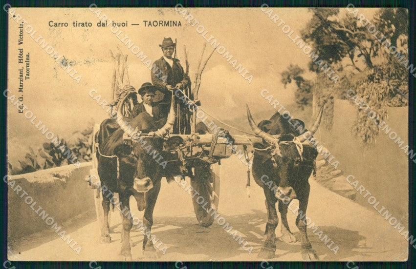 Messina Taormina Carro tirato da Buoi Costumi cartolina MX0940 – fronte