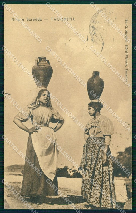 Messina Taormina Costumi Portatrici d'Acqua SCOLLATA cartolina MX0959 – fronte
