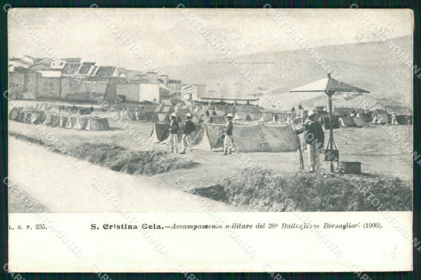 Palermo Santa Cristina Gela Accampamento Militare Bersaglieri cartolina MX0979 – fronte