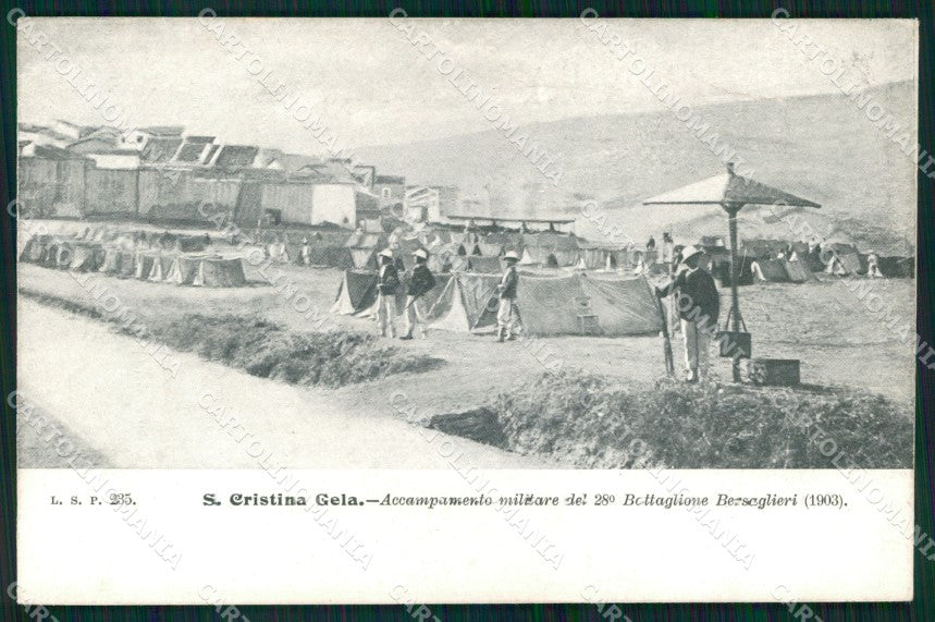 Palermo Santa Cristina Gela Accampamento Militare Bersaglieri cartolina MX0980 – fronte