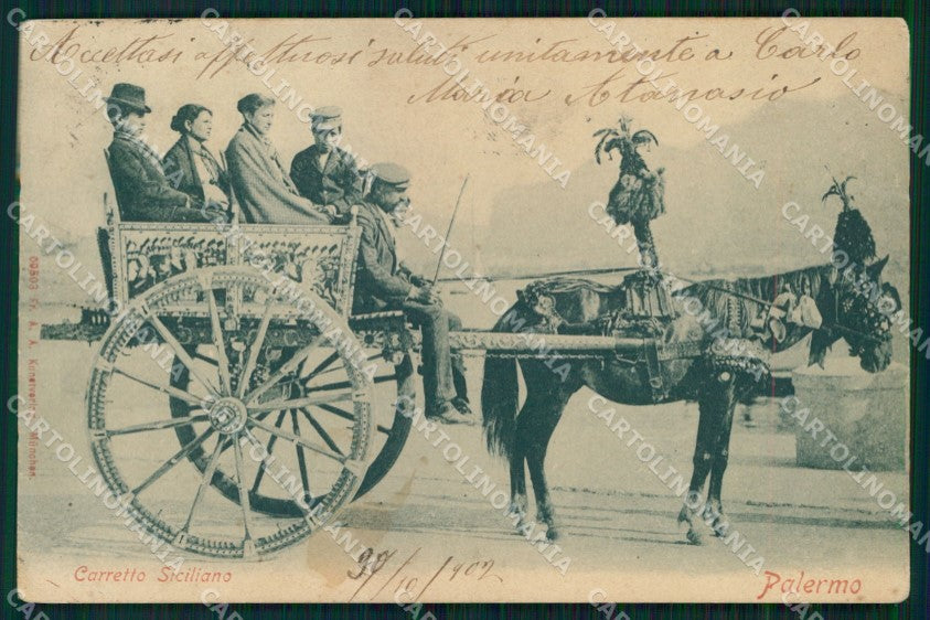 Palermo Città Carretto Siciliano Costumi cartolina MX0990 – fronte
