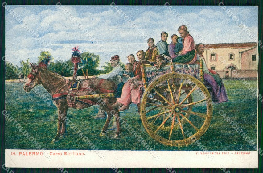 Palermo Città Carretto Siciliano Costumi cartolina MX0991 – fronte