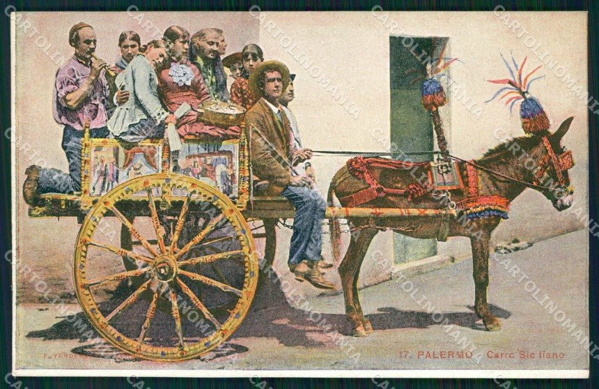 Palermo Città Carretto Siciliano Costumi cartolina MX0998 – fronte