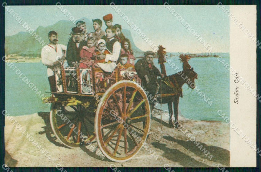 Palermo Città Carretto Siciliano Costumi cartolina MX0999 – fronte