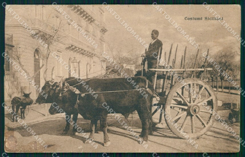 Catania Città Costumi Siciliani Carretto PIEGHE STRAPPI cartolina MX1012 – fronte
