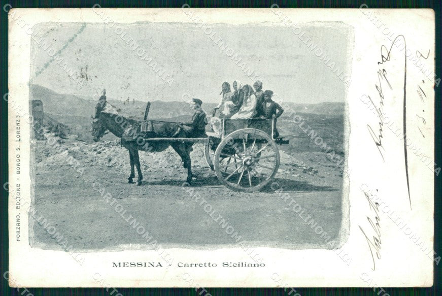 Messina Città Carretto Siciliano Costumi cartolina MX1013 – fronte