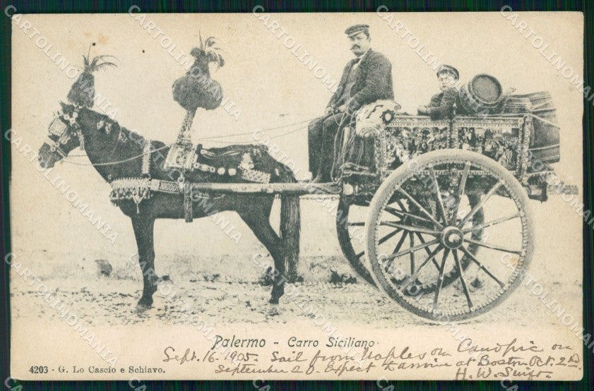 Palermo Città Carretto Siciliano Costumi cartolina MX1014 – fronte
