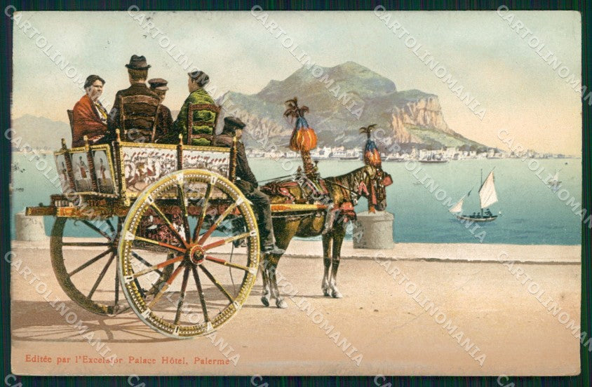 Palermo Città Carretto Siciliano Costumi PIEGHE cartolina MX1016 – fronte