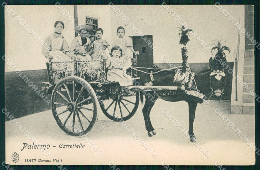Palermo Città Carrettella Costumi Siciliani cartolina MX1020 – fronte
