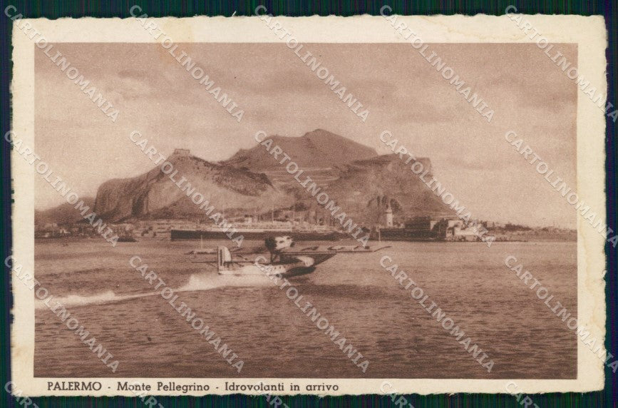 Palermo Città Monte Pellegrino Idrovolante in Arrivo cartolina MX1036 – fronte
