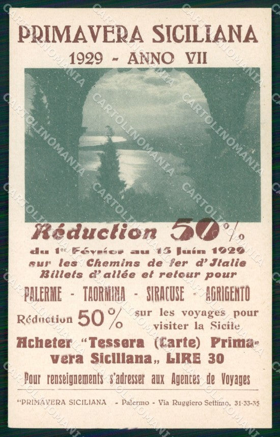 Palermo Città Tessera Primavera Siciliana cartolina MX1050 – fronte