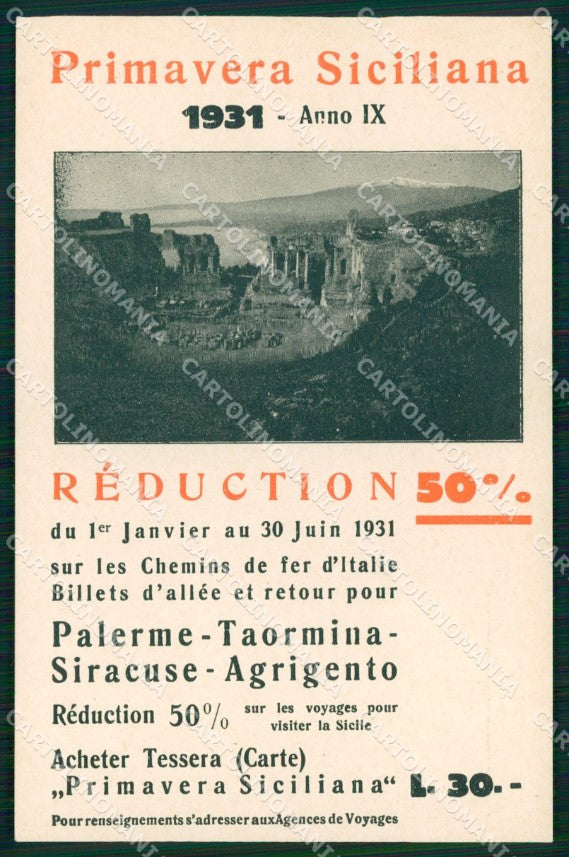 Palermo Città Tessera Primavera Siciliana cartolina MX1052 – fronte