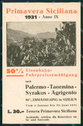 Palermo Città Tessera Primavera Siciliana cartolina MX1054 – fronte