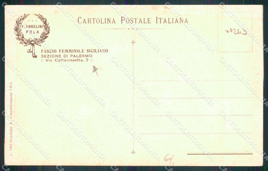 Palermo Città Fascio Femminile Marinaio cartolina MX1056 – retro