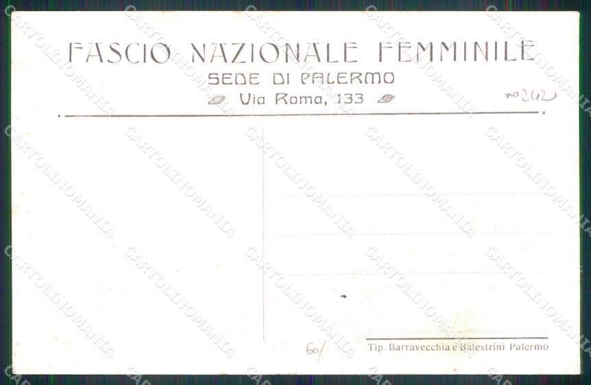 Palermo Città Fascio Femminile Marinaio Lorenzo Feo cartolina MX1057 – retro