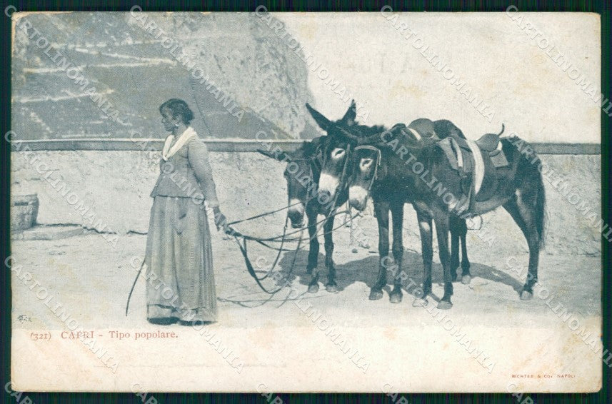 Napoli Capri Mestieri Noleggiatrice d'Asini cartolina MX1062 – fronte