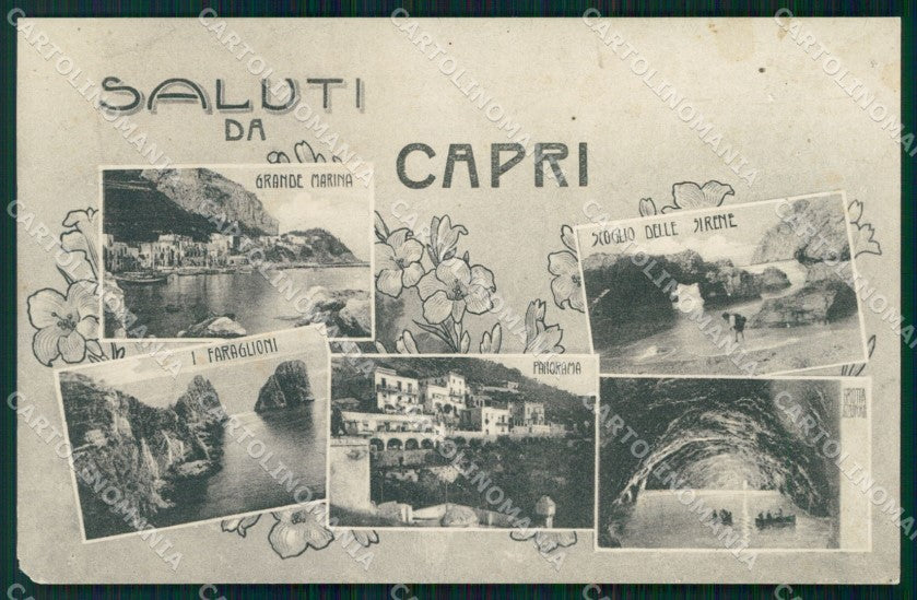 Napoli Capri Saluti da Faraglioni Grotta Azzurra cartolina MX1136 – fronte