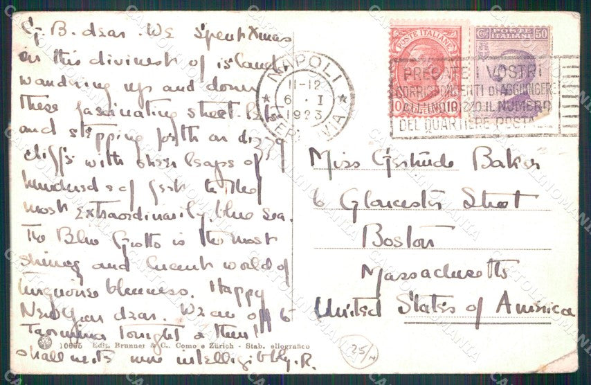 Napoli Capri Strada Brunner 10655 PIEGHINA cartolina MX1148 – retro