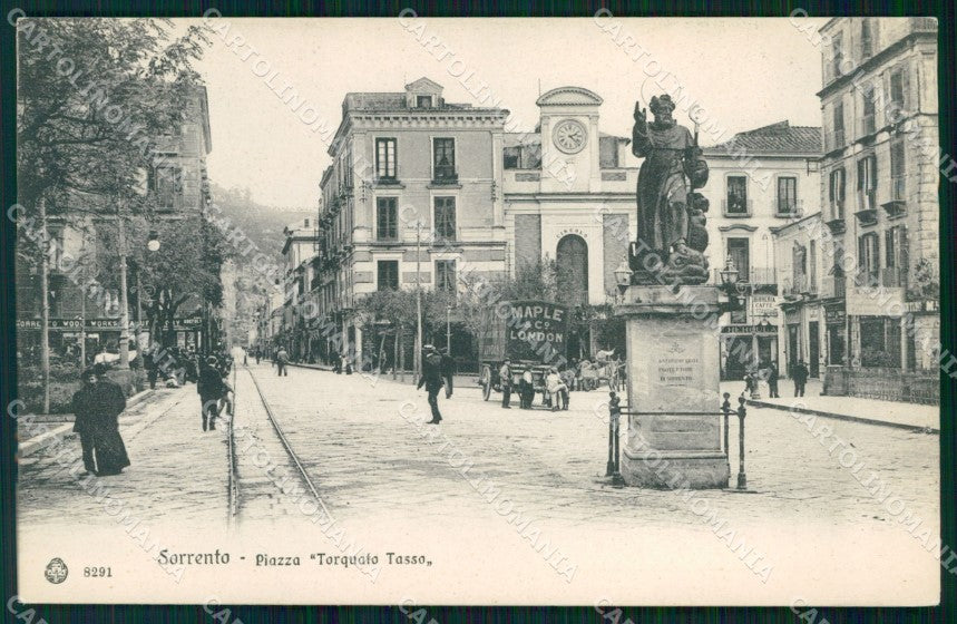 Napoli Sorrento Piazza Torquato Tasso Brunner 8291 PIEGHINA cartolina MX1190 – fronte