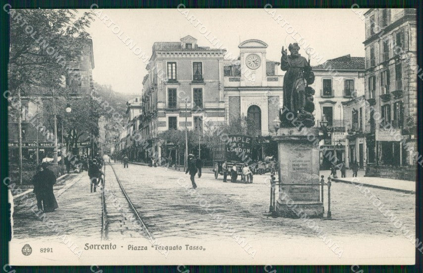 Napoli Sorrento Piazza Torquato Tasso Brunner 8291 ABRASA cartolina MX1191 – fronte