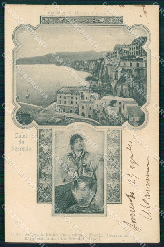 Napoli Sorrento Saluti da Marina Albergo Vittoria cartolina MX1233 – fronte