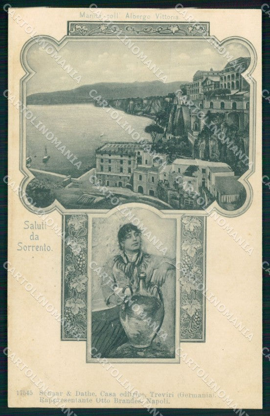 Napoli Sorrento Saluti da Marina Albergo Vittoria SCOLLATA cartolina MX1235 – fronte