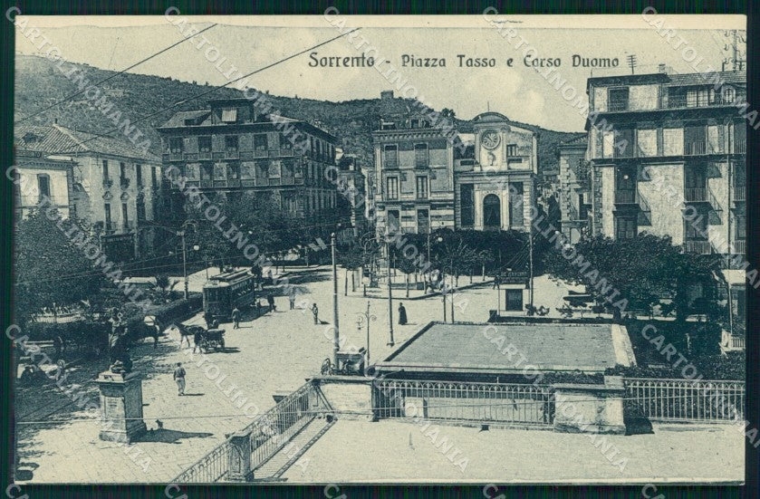 Napoli Sorrento Piazza Tasso Tram Corso Duomo SCOLLATA cartolina MX1249 – fronte