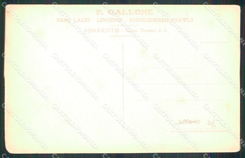 Napoli Sorrento Veduta Generale Negozio Gallone Pubblicitaria cartolina MX1254 – retro