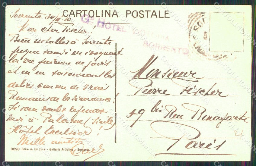 Napoli Sorrento Veduta Capri da Massa cartolina MX1266 – retro