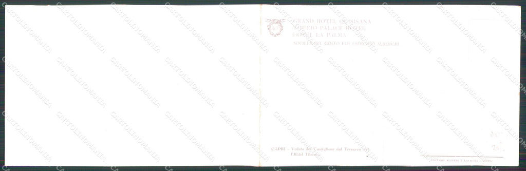 Napoli Capri Castiglione Terrazzo Hotel Tiberio Doppia cartolina MX1275 – retro