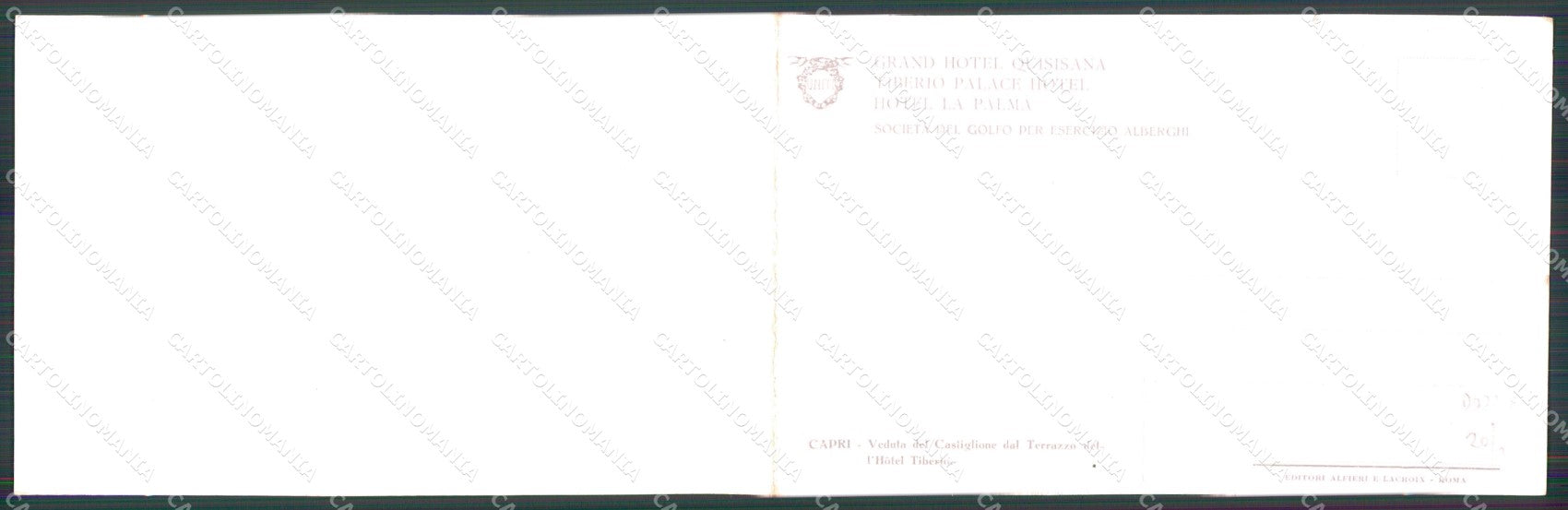 Napoli Capri Castiglione Terrazzo Hotel Tiberio Doppia cartolina MX1275 – retro