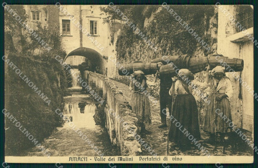 Salerno Amalfi Valle dei Mulini Portatrici di Vino Costumi cartolina MX1290 – fronte